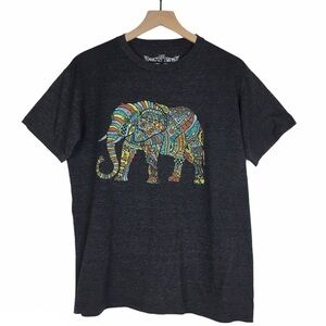 SAVVY T Shirt Elephant Graphic Boho Southwestern Tribal Short Sleeve Size Large